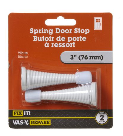 3 White Spring Door Stop 2 Pieces