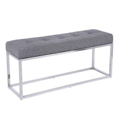 Plata Import Fabric Bench with Chrome Metal Legs