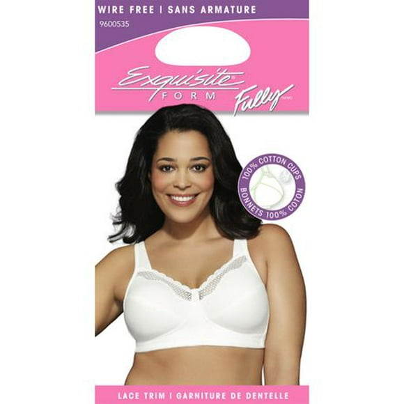 Exquisite Form #9600535 FULLY Cotton Soft Cup Full-Coverage Bra, Lace, Wire-Free, Available Sizes 38C - 48DD
