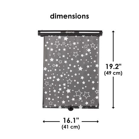 Diono Starry Night Sun Shade Black Child Window Shade with Glow in The Dark Stars
