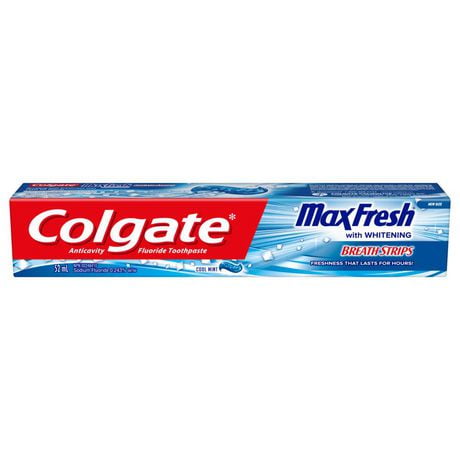 Colgate Max Fresh Toothpaste with Mini Breath Strips, Cool Mint, 52 mL