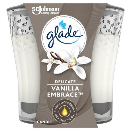 Glade® Scented Candle Air Freshener, Delicate Vanilla Embrace, 1-Wick Candle
