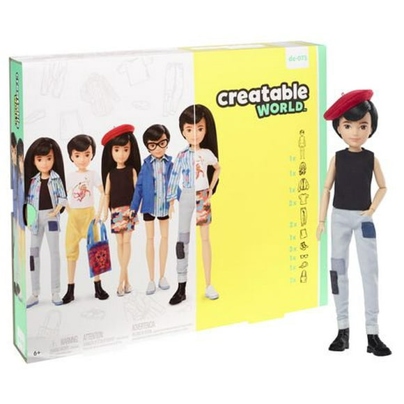 Creatable World Deluxe Character Kit Customizable Doll-Black Straight Hair