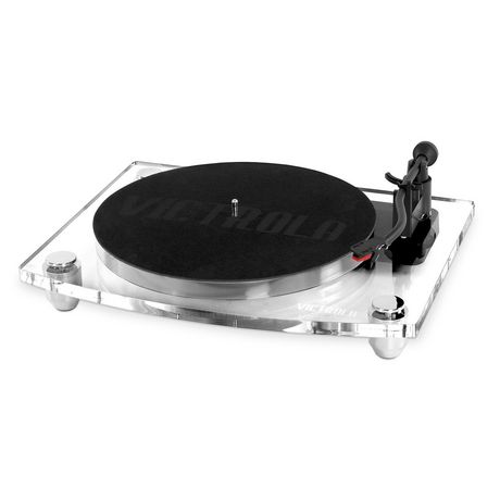 victrola acrylic bluetooth 40 watt record player with 2 speed turntable and rechargeable speaker