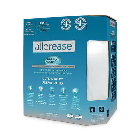 AllerEase Waterproof Ultra Soft Allergy Protection Zippered Mattress Protector, Ultra Soft Allergy Protector