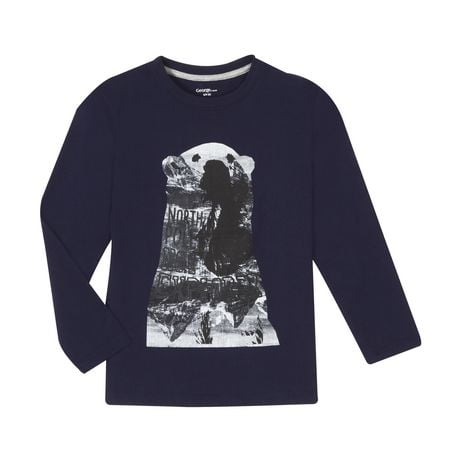 Tee-shirt manches courtes col V en maille sport garçon bleu
