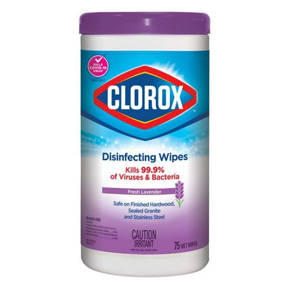 Paq. de 75 serviettes désinfectantes Clorox® au parfum de lavande 75 unités
