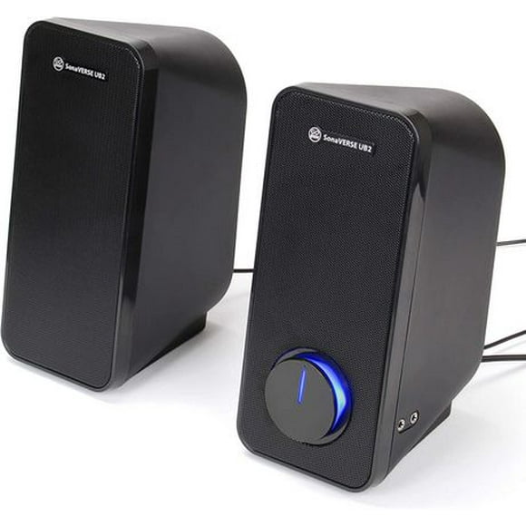 GOgroove Haut-parleurs USB pour ordinateur de bureau et ordinateur portable - Haut-parleurs pour ordinateur de bureau avec pilotes bidirectionnels puissants et clairs pour 32 W de puissance et de basses