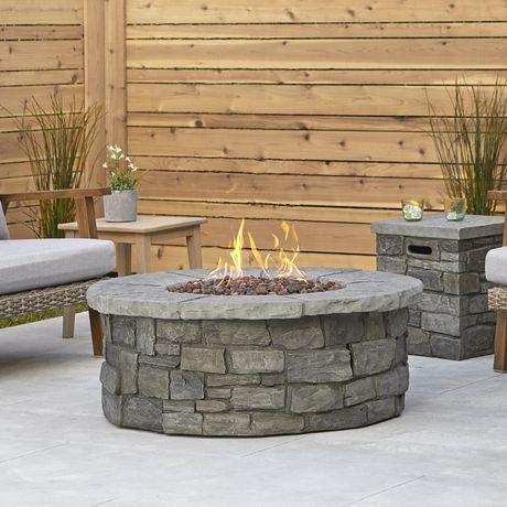 Sedona Round Propane Fire Table In Gray, Wood To Gas Fire Pit Conversion Kit