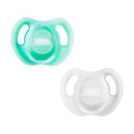 Tommee Tippee Ultra-Light Silicone Pacifier, Includes Sterilizer Box, 0-6m, 2-Count (Colors Will Vary), 0-6 months, 2 Count