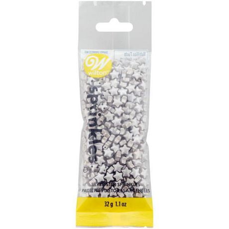 Wilton Silver Stars Sprinkles Pouch, 30 g, Silver Stars Sprinkles Pouch