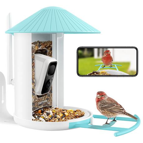 Birdfy Smart Bird Feeder with Camera, Bird Watching Camera for Bird Feeding, Gift for Bird Lover, Blue