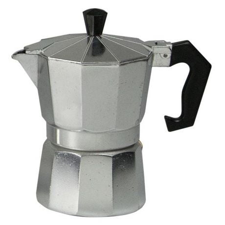 3 Cup Demitasse Shot Aluminum Stovetop Espresso Maker, Grey