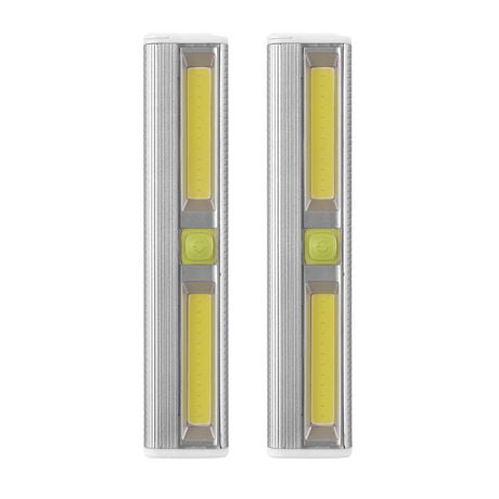 Globe Electric LED Integrated Under Cabinet Super Bright Mini Bar Light 2-Pack, White, Battery Operated, Dimmable, Push Button On/Off Switch, White Finish, 200 Lumens, 7500 Kelvin Daylight Cool White (27014)