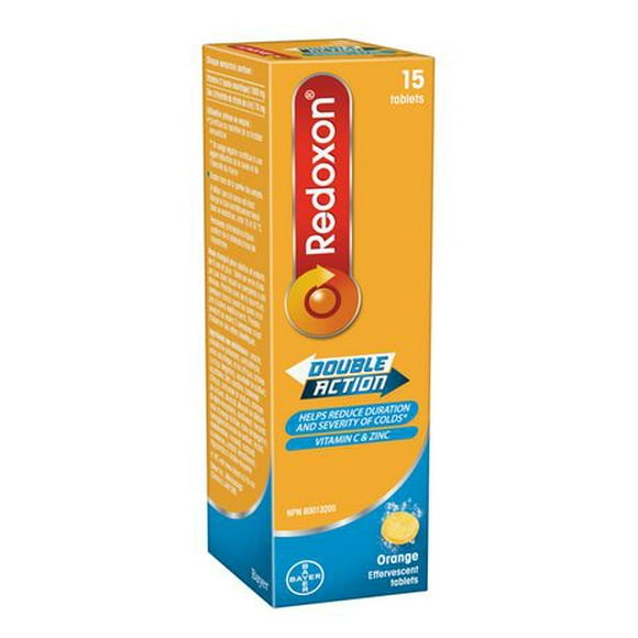 Redoxon Double Action Vitamin C and Zinc Orange Effervescent Tablets, 15 Tablets