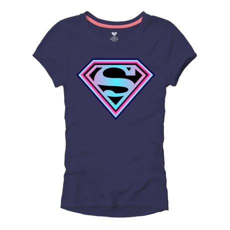 Supergirl Juniors Logo Glare T-Shirt - Officially Licensed, Navy Blue, Medium