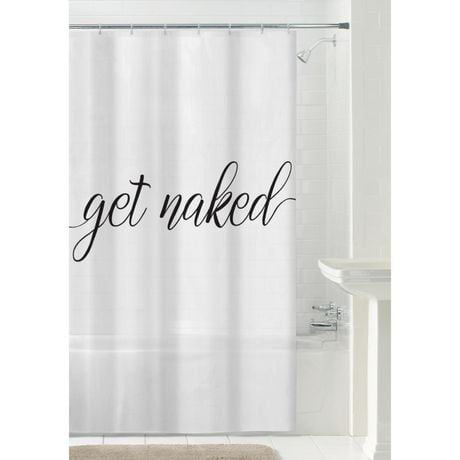 Mainstays Get Naked PEVA Shower Curtain, Black, Get Naked PEVA Shower Curtain
