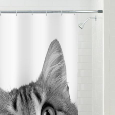12 crochets escalade chat Tissu de polyester rideau de douche salle de bain rideaux panneau
