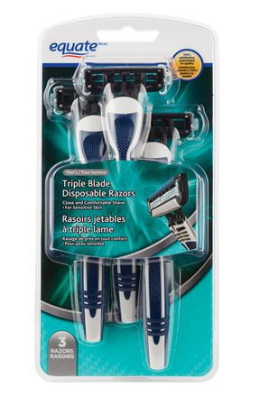 Equate Men's Triple Blade Disposable Razors for Sensitive Skin ...