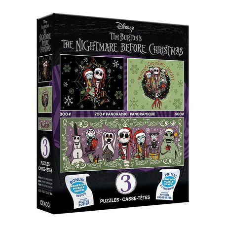 Ceaco Disney 3 In 1 Nightmare Before Chirstmas Multipack Jigsaw Puzzle