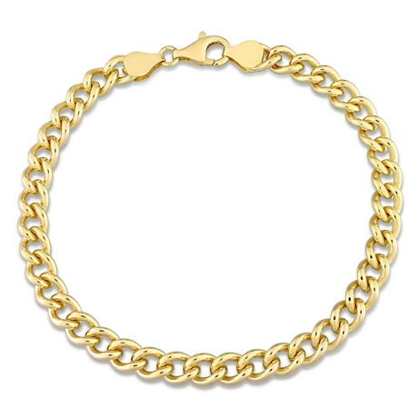Miabella 18K Yellow Gold Plated Sterling Silver Curb Chain Men's Bracelet