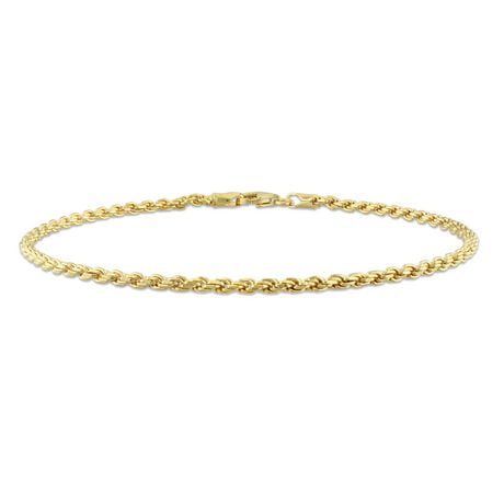 Miabella 18t Yellow Gold Plated Sterling Silver Rope Chain Men's Bracelet