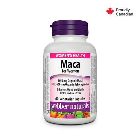 Webber Naturals® Maca for Women 1650 mg Organic Maca with 3600 mg Organic Ashwagandha, 60 CAPSULE