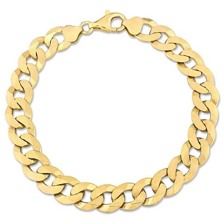 Miabella 18K Yellow Gold Plated Sterling Silver Curb Chain Men's Bracelet