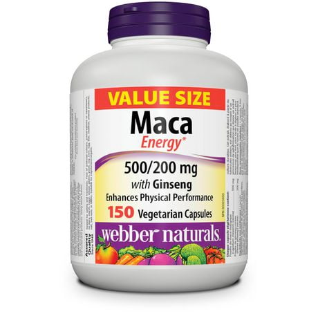 Webber Naturals® Maca avec ginseng 500/200 mg 150 capsules végétariennes