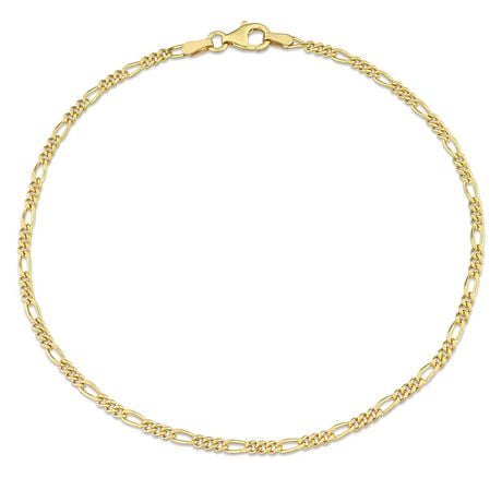 Miabella 18K Yellow Gold Plated Sterling Silver Figaro Anklet