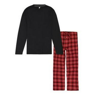 Lucky Brand Men's Pajama Set - 2 Piece Long Sleeve Crew Neck and Flannel Lounge  Pants, Jet Black/Red Plaid, Small : : Clothing, Shoes & Accessories