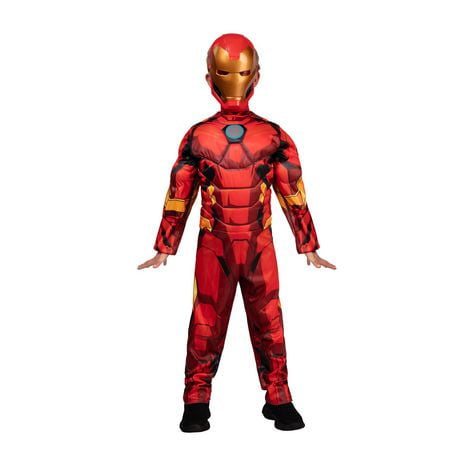 MARVEL Iron Man Official Youth Halloween Costume -  Combinaison rembourrée de qualité supérieure avec masque en plastique Taille Petit