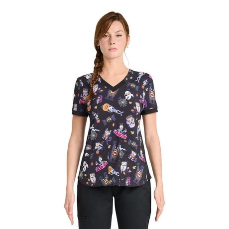 Scrubstar Freaky Funtime Women's V-Neck Print Scrub Top