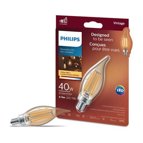 PHILIPS 4.5W Vintage BA11 Amber Light LED Bulb (40W Replacement ...