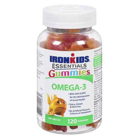 Gélifiés d'Ironkids d'Omega-3 pour des enfants futés 120 gélifiés