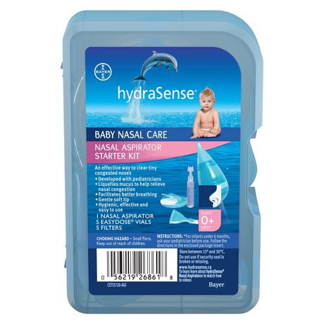 hydraSense Nasal Aspirator Starter Kit, 1 nasal aspirator, 5 Easydose vials, 5 single-use filters