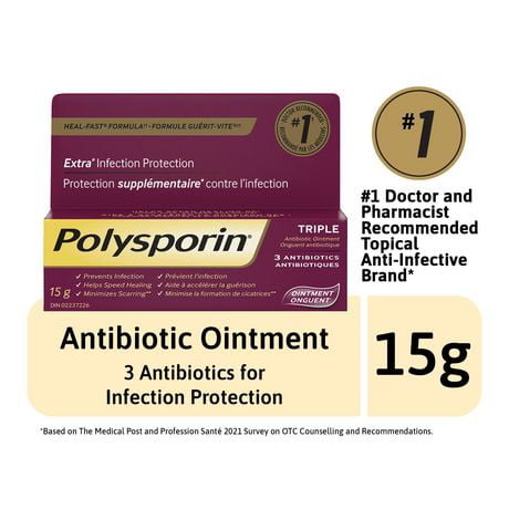 Polysporin Triple Antibiotic Cream, Heal-Fast Formula, 15 g