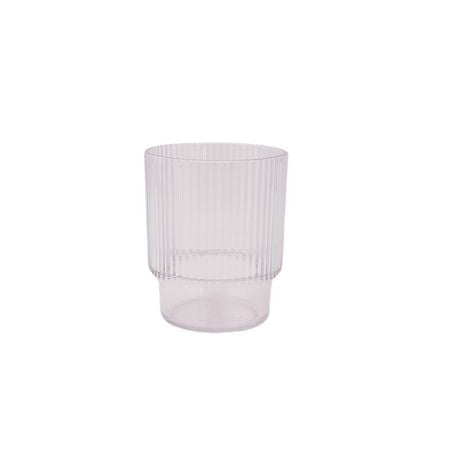 Hometrends Grey and Clear Ribbed Acrylic Lowball Tumbler,14.22oz 1pc, colors may vary