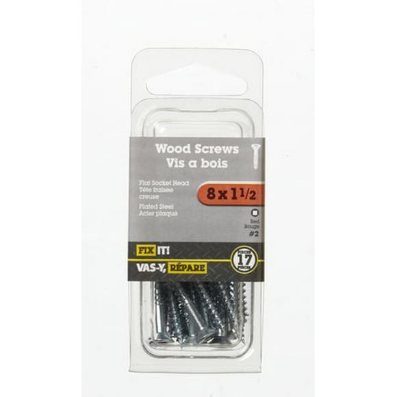 8x1-1/2" Flat Head Wood Screw 17 Pieces, Used in place of nails for superior holding power and where disassembly is required.