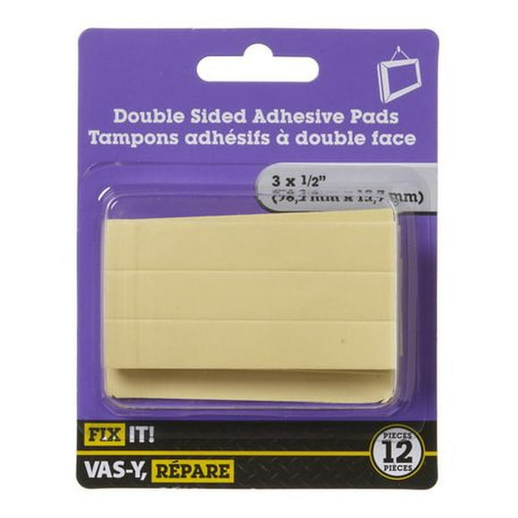 3" x 1/2" Double Sided Adhesive Pads 12 Pieces, Use on tile, metal, glass, plaster and smooth wood surfaces.