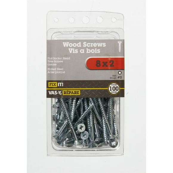 8x2" Flat Head Wood Screw 100 Pieces, Used in place of nails for superior holding power and where disassembly is required.