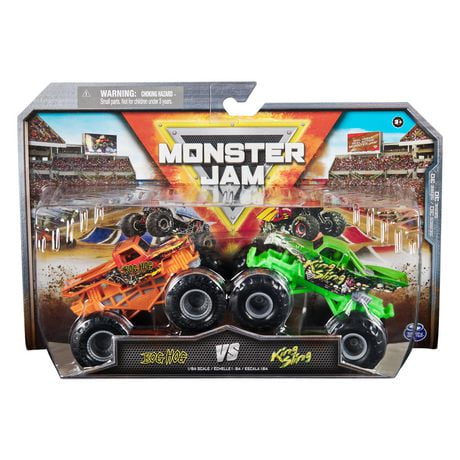 Monster Jam, Official Bog Hog Vs. King Sling Die-Cast Monster Trucks, 1:64 Scale, Kids Toys for Boys Ages 3 and up