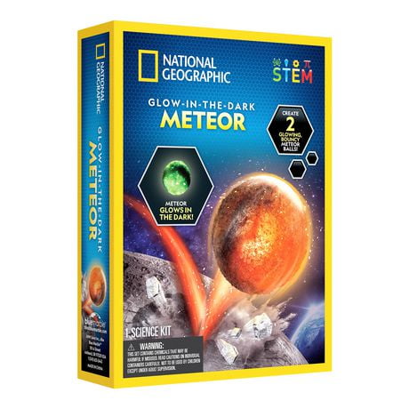 National Geographic Glow-in-the-Dark Meteor STEM Kit, Create 2 Glowing Bouncy Balls, Ages 8 and up