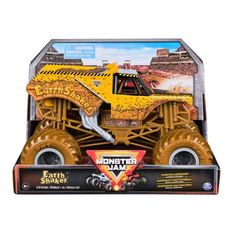 Monster Jam, Official Earth Shaker Monster Truck, Collector Die-Cast Vehicle, 1:24 Scale, Kids Toys for Boys and Girls Ages 3 and up