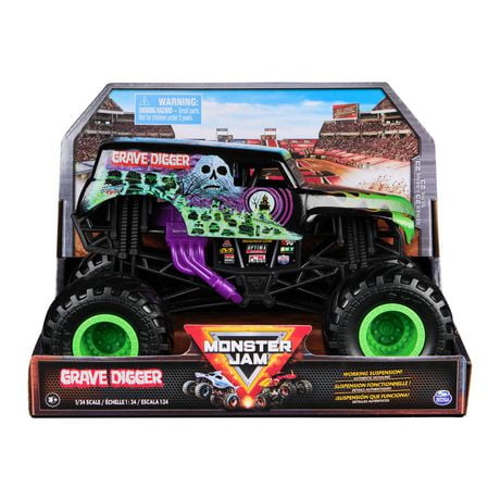 Monster Jam, Monster truck Grave Digger officiel, véhicule en métal moulé à collectionner, échelle 1:24, jouets pour garçons et filles à partir de 3 ans