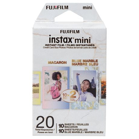 Fujifilm Instax Mini Instant Film Pack Blue Marble/ Macaron, Two luxurious border designs