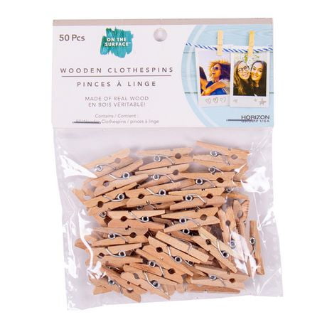 On the Surface™ Mini Wooden Clothespins, 50 ct., Made of Real Wood