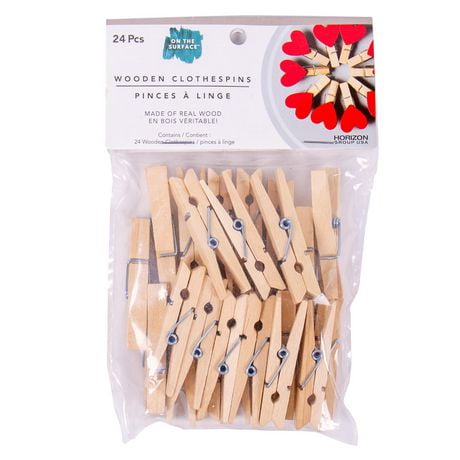 On the Surface™ Small Wooden Clothespins, 24 ct., Made of Real Wood