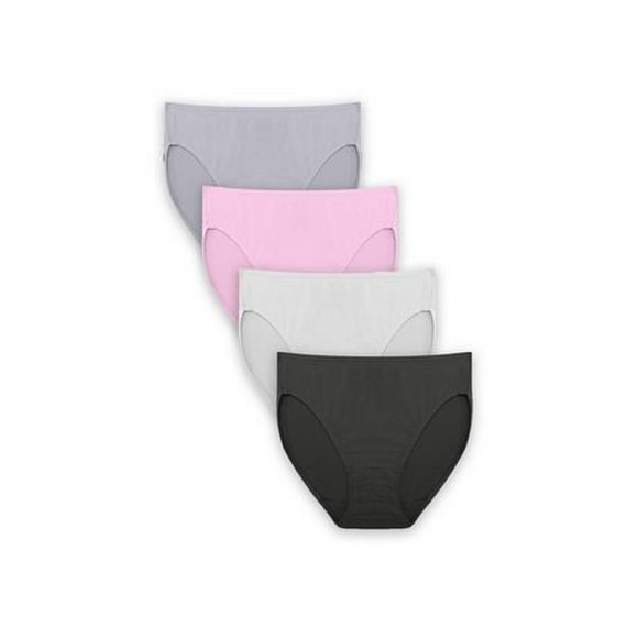 Fruit of the Loom Women's Breathable Micro-Mesh Assorted Hi-Cut Underwear, 4-Pack, Sizes 5 - 8