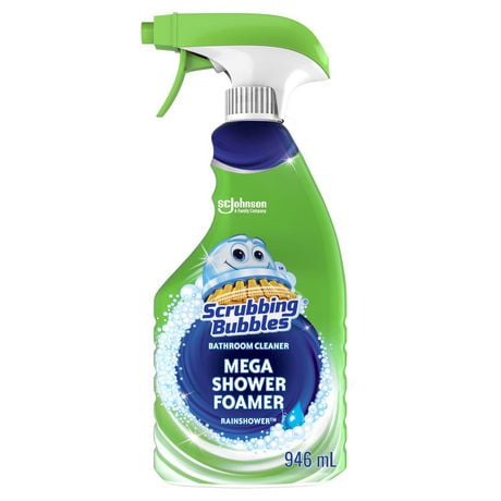 Scrubbing Bubbles® Mega Shower Foamer Spray, Removes Soap Scum from Tubs, Shower Walls and More, Rainshower Scent, 946mL, 946mL, Rainshower Scent